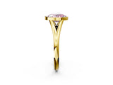 Yellow gold Bezel Set Fancy Pink Oval  Cut Solitaire Ring with Tapered Band 2