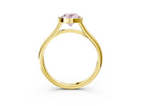 Yellow gold Bezel Set Fancy Pink Oval  Cut Solitaire Ring with Tapered Band 3