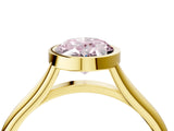 Yellow gold Bezel Set Fancy Pink Oval  Cut Solitaire Ring with Tapered Band 4