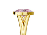 Yellow gold Bezel Set Fancy Pink Oval  Cut Solitaire Ring with Tapered Band 5