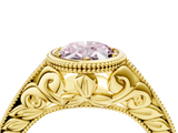 Yellow gold Bezel Set Fancy Pink Oval  Diamond Milgrain Pave Engagement Ring_37