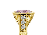 Yellow gold Bezel Set Fancy Pink Oval  Diamond Milgrain Pave Engagement Ring_38