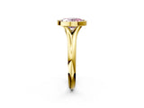 Yellow gold Bezel Set Fancy Pink Oval  Solitaire Diamond Ring with Smooth Band 2