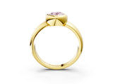 Yellow gold Bezel Set Fancy Pink Oval  Solitaire Ring with Wide Band 4