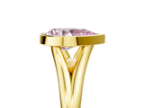 Yellow gold Bezel Set Fancy Pink Pear  Cut Solitaire Ring with Tapered Band 5