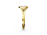 Yellow gold Bezel Set Fancy Pink Pear  Solitaire Diamond Ring with Smooth Band 3