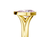 Yellow gold Bezel Set Fancy Pink Pear  Solitaire Diamond Ring with Smooth Band