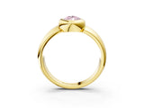 Yellow gold Bezel Set Fancy Pink Pear  Solitaire Ring with Wide Band 3