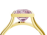 Yellow gold Bezel Set Fancy Pink Princess  Cut Solitaire Ring with Tapered Band 4