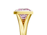 Yellow gold Bezel Set Fancy Pink Princess  Cut Solitaire Ring with Tapered Band 5