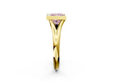 Yellow gold Bezel Set Fancy Pink Princess  Solitaire Diamond Ring with Smooth Band 3