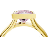 Yellow gold Bezel Set Fancy Pink Princess  Solitaire Diamond Ring with Smooth Band 5