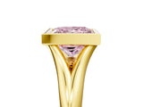Yellow gold Bezel Set Fancy Pink Princess  Solitaire Diamond Ring with Smooth Band