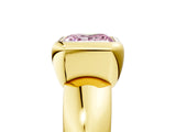 Yellow gold Bezel Set Fancy Pink Princess  Solitaire Ring with Wide Band 1