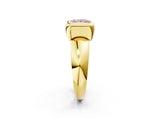 Yellow gold Bezel Set Fancy Pink Princess  Solitaire Ring with Wide Band 4