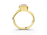 Yellow gold Bezel Set Fancy Pink Princess  Solitaire Ring with Wide Band 5