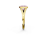 Yellow gold Bezel Set Fancy Pink Radiant  Cut Solitaire Ring with Tapered Band 3