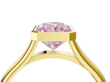 Yellow gold Bezel Set Fancy Pink Radiant  Cut Solitaire Ring with Tapered Band 5