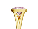 Yellow gold Bezel Set Fancy Pink Radiant  Cut Solitaire Ring with Tapered Band