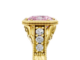 Yellow gold Bezel Set Fancy Pink Radiant  Diamond Milgrain Pave Engagement Ring_37