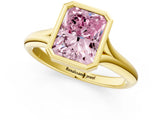 Yellow gold Bezel Set Fancy Pink Radiant  Solitaire Diamond Ring with Smooth Band 2