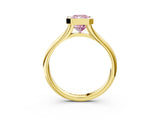 Yellow gold Bezel Set Fancy Pink Radiant  Solitaire Diamond Ring with Smooth Band 4