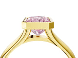 Yellow gold Bezel Set Fancy Pink Radiant  Solitaire Diamond Ring with Smooth Band 5