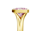 Yellow gold Bezel Set Fancy Pink Radiant  Solitaire Diamond Ring with Smooth Band