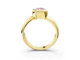 Yellow gold Bezel Set Fancy Pink Radiant  Solitaire Ring with Wide Band 3