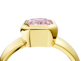 Yellow gold Bezel Set Fancy Pink Radiant  Solitaire Ring with Wide Band 4