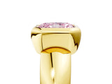 Yellow gold Bezel Set Fancy Pink Radiant  Solitaire Ring with Wide Band 5