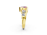Yellow gold Bezel Set Fancy Pink Round Cut Diamond Split Shank Ring_2