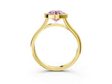 Yellow gold Bezel Set Fancy Pink Round  Cut Solitaire Ring with Tapered Band 3