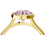 Yellow gold Bezel Set Fancy Pink Round  Cut Solitaire Ring with Tapered Band 4