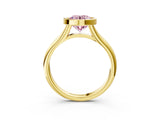Yellow gold Bezel Set Fancy Pink Round  Solitaire Diamond Ring with Smooth Band 4