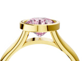 Yellow gold Bezel Set Fancy Pink Round  Solitaire Diamond Ring with Smooth Band 5