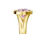 Yellow gold Bezel Set Fancy Pink Round  Solitaire Diamond Ring with Smooth Band
