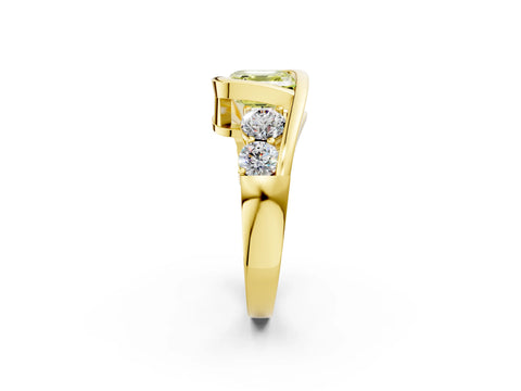 Yellow gold Bezel Set Fancy Yellow Asscher Cut Diamond Split Shank Ring_2