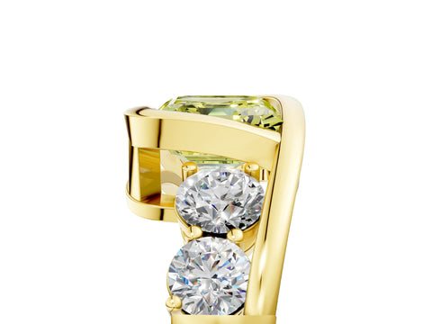 Yellow gold Bezel Set Fancy Yellow Asscher Cut Diamond Split Shank Ring_5