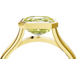 Yellow gold Bezel Set Fancy Yellow Asscher  Cut Solitaire Ring with Tapered Band 5