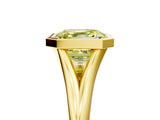 Yellow gold Bezel Set Fancy Yellow Asscher  Cut Solitaire Ring with Tapered Band