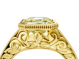 Yellow gold Bezel Set Fancy Yellow Asscher  Diamond Milgrain Pave Engagement Ring_21