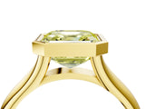 Yellow gold Bezel Set Fancy Yellow Asscher  Solitaire Diamond Ring with Smooth Band 5