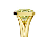 Yellow gold Bezel Set Fancy Yellow Asscher  Solitaire Diamond Ring with Smooth Band