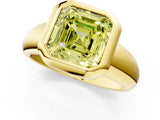 Yellow gold Bezel Set Fancy Yellow Asscher  Solitaire Ring with Wide Band 1
