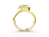 Yellow gold Bezel Set Fancy Yellow Asscher  Solitaire Ring with Wide Band 3
