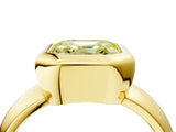Yellow gold Bezel Set Fancy Yellow Asscher  Solitaire Ring with Wide Band 4