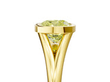 Yellow gold Bezel Set Fancy Yellow Cushion  Cut Solitaire Ring with Tapered Band 1