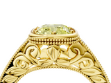 Yellow gold Bezel Set Fancy Yellow Cushion  Diamond Milgrain Pave Engagement Ring_36