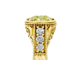 Yellow gold Bezel Set Fancy Yellow Cushion  Diamond Milgrain Pave Engagement Ring_37